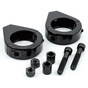 Kit de abrazadera de montaje de horquilla de borde liso. 39 mm. Negro