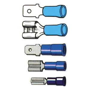 Conectores, terminal hembra PVC, crimpado. Azul 1/4" macho