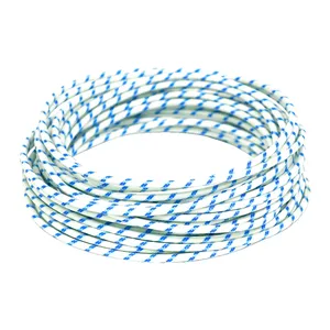 Cable clásico cubierto de tela, rollo de 25 pies. Blanco/azul