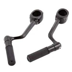 Arlen Ness, soportes forjados para estribos de carretera. Con estribos. Negro