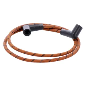 Juego de cables de bujía universales de 40". Algodón, color marrón/negro