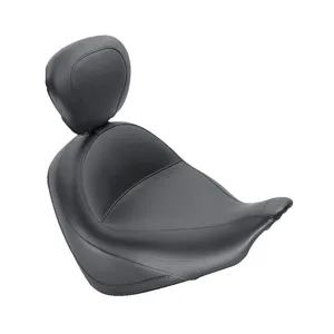 Asiento individual de touring ancho Mustang negro liso con respaldo para el conductor