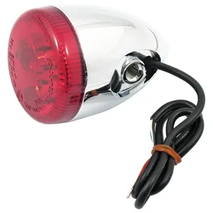Intermitente trasero LED 3-en-1 tipo bala. Cromado. Rojo