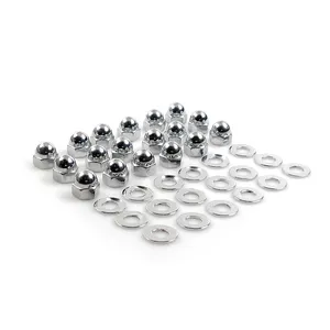 GW, kit de tuercas superiores de caja de balancines Shovel. Cromado, corona baja Acorn
