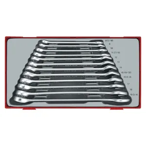 Teng Tools, juego de llaves combinadas (abierta/cerrada) de 12 piezas. Medidas métricas