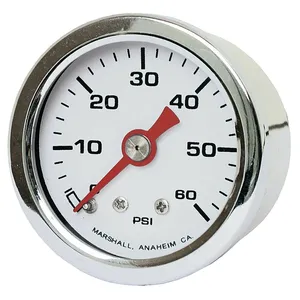 Manómetro de presión de aceite Marshall, 0-60 PSI. Carcasa de acero inoxidable
