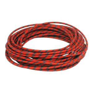 Cable clásico cubierto de tela, rollo de 25 pies. Rojo/azul