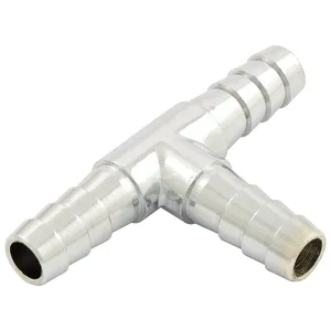 Codo para manguera de aceite de 3 vías. 3/8". Cromo