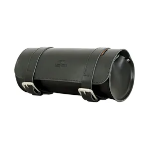 Longride, estuche de herramientas de cuero genuino 6.5L. Negro liso