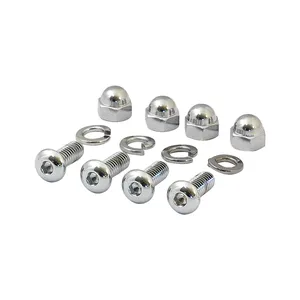 Kit de montaje para placa de matrícula. Cabeza cilíndrica/Acorn. Cromo
