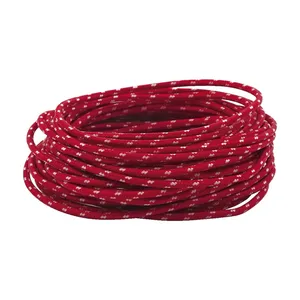 Cable clásico cubierto de tela, rollo de 25 pies. Rojo/blanco
