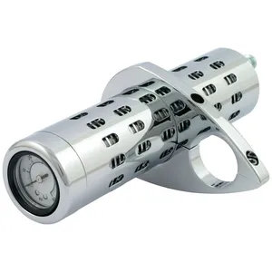 Radiador de aceite de aluminio mecanizado, con medidor de presión de aceite. Cromado