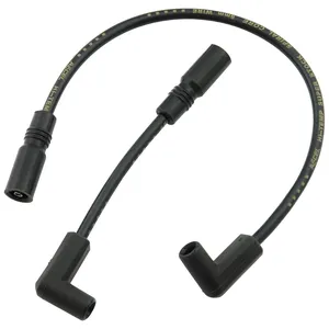 Juego de cables de bujía Accel de núcleo espiral Ferro de 8 mm. Negro