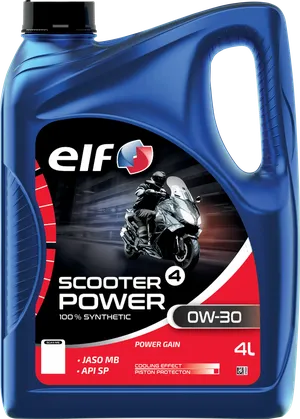 Botella de aceite sintético Scooter 4 Power 0W-30 para motores de cuatro tiempos