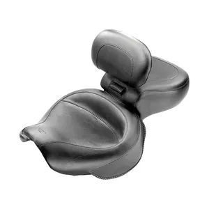 Asiento Mustang de una sola pieza para 2 personas, ancho, tipo touring vintage, negro liso