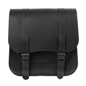 MCS, alforja de cuero individual 'Postman'. 30 litros. Negro
