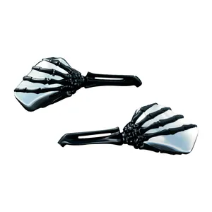 Kuryakyn, juego de espejos Skeleton-hand. Mano negra, cabeza cromada