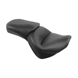 Asiento Mustang de una sola pieza para 2 personas, ancho, tipo touring vintage, negro liso