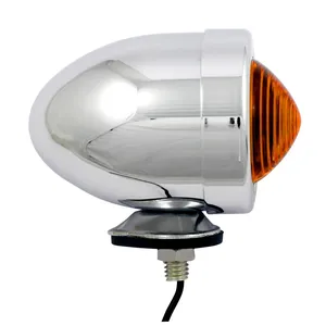 Luz indicadora tipo bala. Cromada. Lente ámbar. SF. montaje con perno