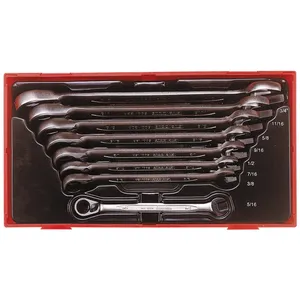 Juego de llaves combinadas de punta abierta/cerrada con trinquete Teng Tools