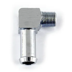 Racor de línea de aceite, 90 grados. 1/8"-27 NPT a 3/8". Cromado