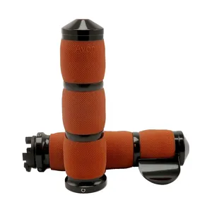 Empuñaduras Avon con amortiguación de aire, anodizadas en negro y color tan, con boss para acelerador