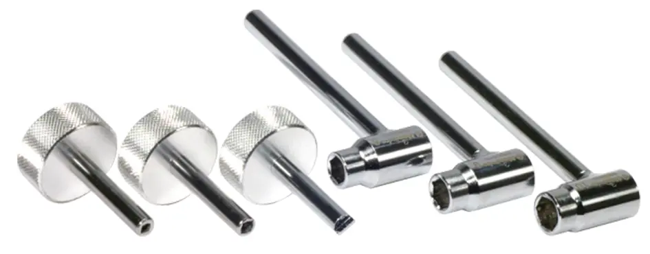 Juego de herramientas metálicas para el ajuste preciso de los taqués en motores Harley-Davidson
