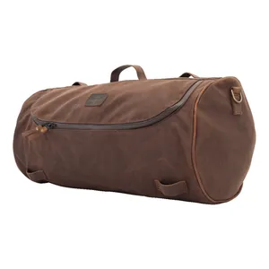 LongRide, bolsa de rodillo de algodón encerado ancho. Cera marrón