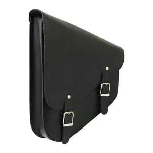 MCS, bolsa de basculante de cuero completa izquierda, 9 litros. Negro