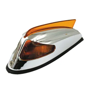Luz de guardabarros delantero estilo 50-57. Cromada, lente ámbar