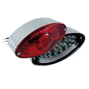 Luz trasera LED Cateye. Cromado. Lente roja