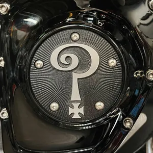 Indian Larry, tapa de puntos 'Question Mark'. Negro mate/aluminio <span style="color: red;font-size: 0,5em">- PEDIDO ESPECIAL -</span>