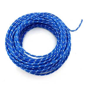 Cable clásico cubierto de tela, rollo de 25 pies. Azul/blanco