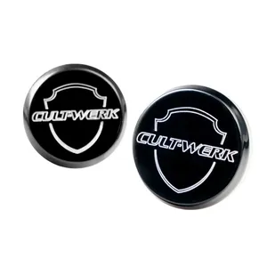 Cult-Werk, juego de cubiertas del eje delantero. Negro brillante. Logo CC