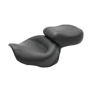 Asiento Mustang de una sola pieza para 2 personas, ancho, tipo touring vintage, negro liso