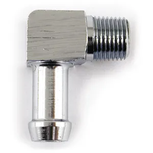 Racor de línea de aceite, 90 grados. 1/8-27 NPT a 5/16". Cromado