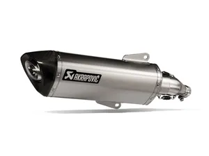 Silenciador slip-on estilo scooter con acabado metálico pulido