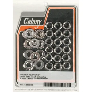 Colony, kit de tuerca superior de la caja de balancines Shovel. Cromado, estilo OEM