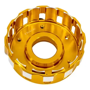 Trask, cesta de embrague de aluminio mecanizado M8. Anodizado duro dorado