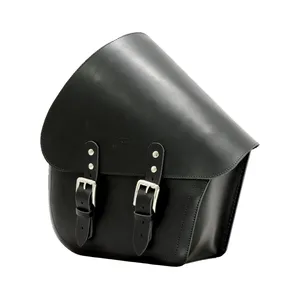Bolsa de basculante Longride. Cuero liso negro. 11,6 litros