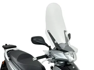 Parabrisas transparente para motocicleta visto desde el frente