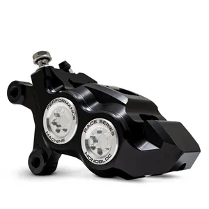 Pinza Monobloc de 4 pistones PM, Race Series. Delantera izquierda. Transparente