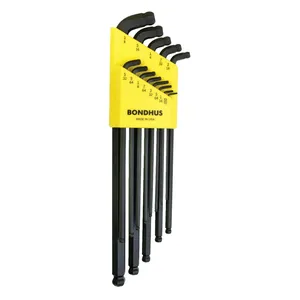 Bondhus, juego de llaves Allen de cabeza plana/extremo esférico Stubby, pulgadas