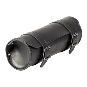 MCS, estuche de herramientas de cuero. Negro con hebillas negras. 1L.