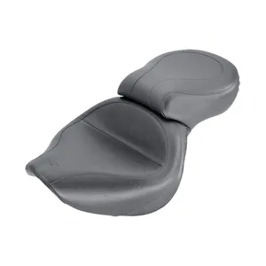 Asiento Mustang de una sola pieza para 2 personas, ancho, tipo touring vintage, negro liso