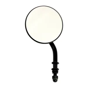 Espejo redondo de acero de 3". Negro, tallo corto