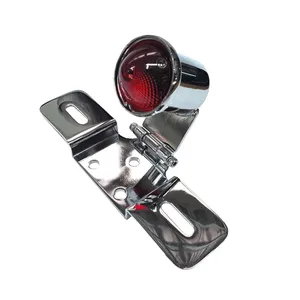 Intermitente trasero LED estilo antiguo, tipo 6. Cromado. Lente roja