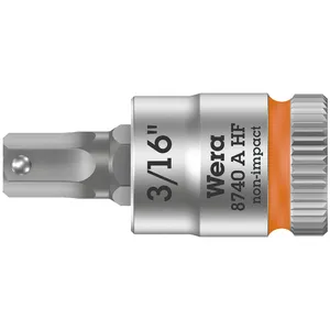 Puntera hexagonal Wera Zyklop 1/4" con función de sujeción medidas US