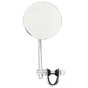 Espejo de acero estilo abrazadera redondo, 4" con vástago de 5"
