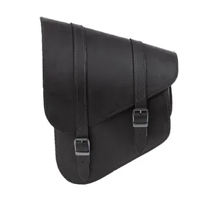 MCS, bolsa de basculante de cuero completa izquierda, 9 litros. Negro